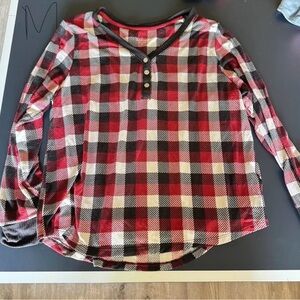 Plaid Long Sleeve Henley Shirt
